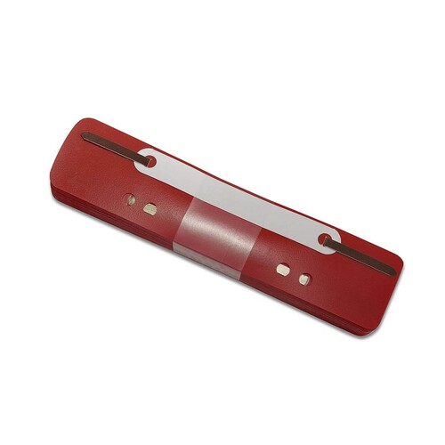 Einhänge-Heftstreifen kurz mit Kunststoff-Deckschiene 34x150mm rot PP BestStandard (PACK=25 STÜCK) Produktbild Front View L