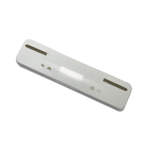 Einhänge-Heftstreifen kurz mit Kunststoff-Deckschiene 34x150mm weiß PP BestStandard (PACK=25 STÜCK) Produktbild Front View L