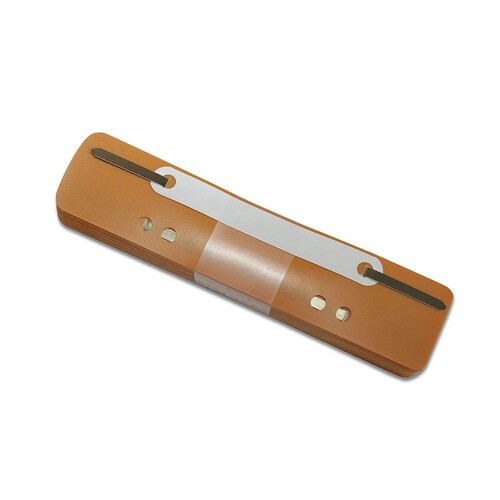Einhänge-Heftstreifen kurz mit Kunststoff-Deckschiene 34x150mm orange PP BestStandard (PACK=25 STÜCK) Produktbild Front View L