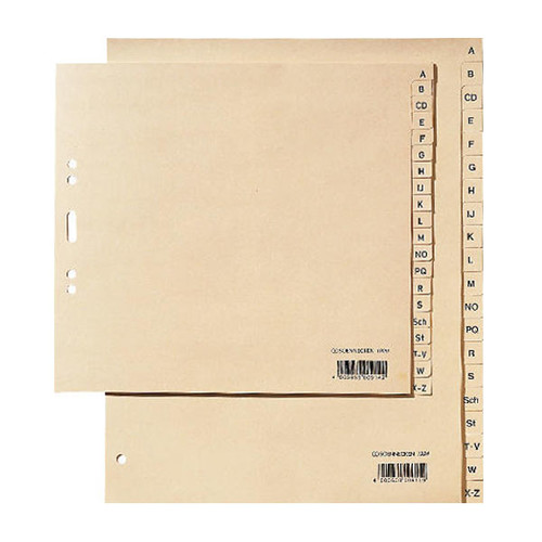 Register A-Z A4 überbreit 240x297mm chamois Papier Soennecken 01924 Produktbild Front View L