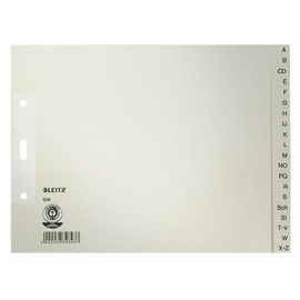 Register A-Z A4 halbe Höhe überbreit 240x180mm grau Papier Leitz 1210-00-85 Produktbild