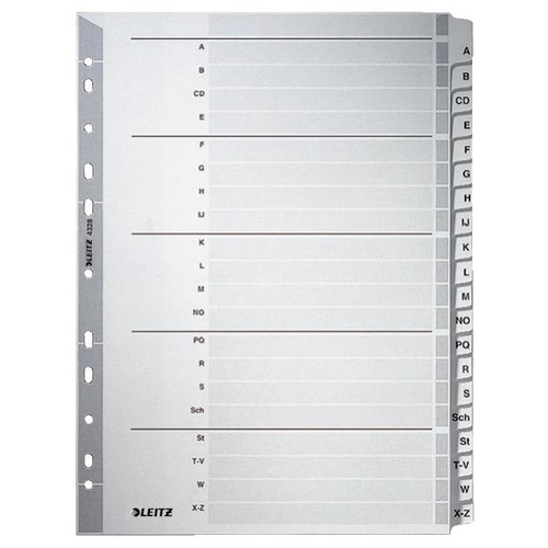 Register A-Z A4 225x297mm grau Karton Leitz 4328-00-00 Produktbild Front View L