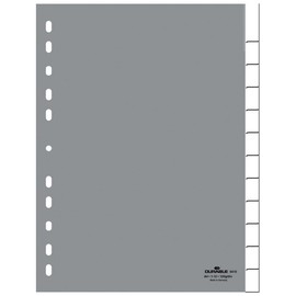Register Blanko A4 mit Taben 230x297mm 12-teilig grau Plastik Durable 6410-10 Produktbild