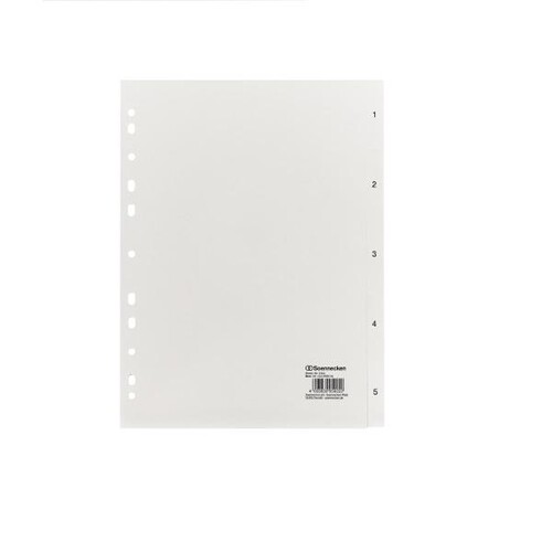 Register A4 Zahlen 1-5 weiß Plastik BestStandard Produktbild Front View L