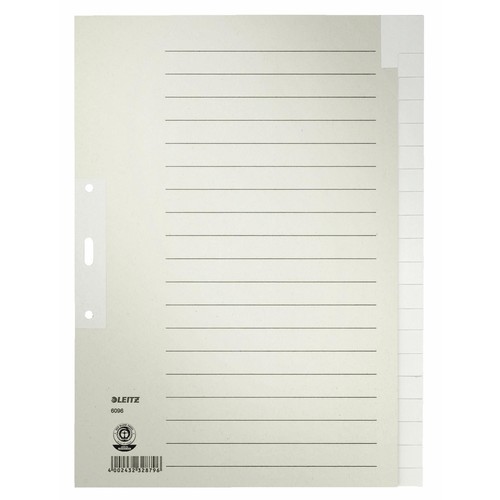 Register Blanko A4 223x300mm 20-teilig grau Papier Leitz 6096-00-85 Produktbild Front View L