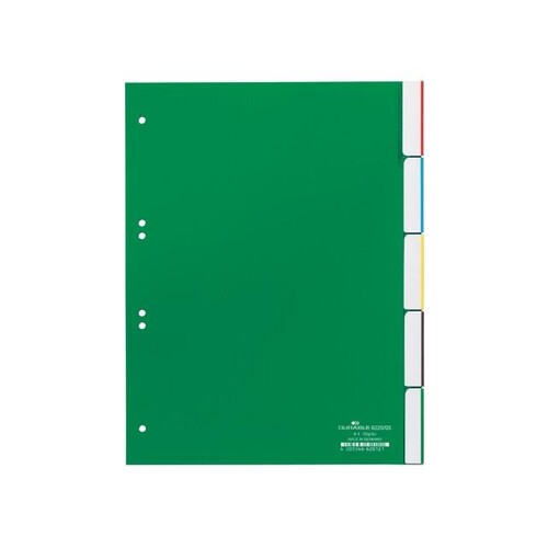 Register Blanko A4 mit Taben 230x297mm 5-teilig grün Plastik Durable 6220-05 Produktbild Front View L