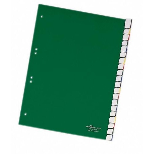 Register Blanko A4 mit Taben 230x297mm 20-teilig grün Plastik Durable 6223-05 Produktbild Front View L