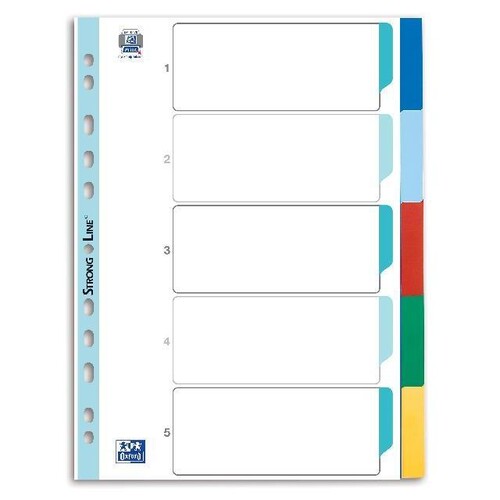 Register Blanko A4 225x297mm 5-teilig mehrfarbig Plastik Oxford 400013909 Produktbild Front View L