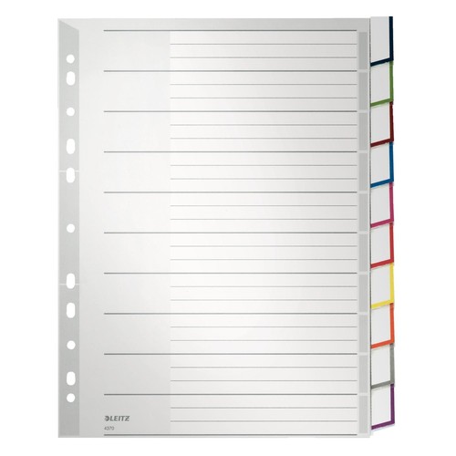 Register Blanko mit Taben A4 überbreit 238x297mm 10-teilig grau Plastik Leitz 4370-00-00 Produktbild Front View L