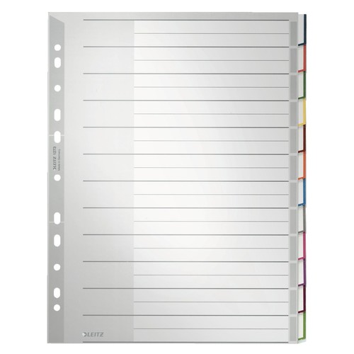 Register Blanko mit Taben A4 extra groß 241x305mm 12-teilig grau Plastik Leitz 1273-00-00 Produktbild Front View L