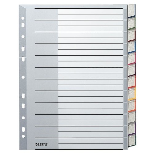 Register Blanko mit Taben A4 überbreit 238x297mm 12-teilig grau Plastik Leitz 1274-00-00 Produktbild Front View L