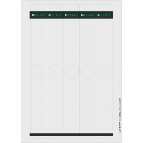 Rückenschilder für Hängeordner zum Bedrucken 34x279mm lang schmal grau selbstklebend Leitz 6099-00-85 (PACK=125 STÜCK) Produktbild Front View L