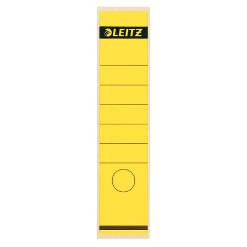 Rückenschilder für Handbeschriftung 61,5x285mm lang breit gelb selbstklebend Leitz 1640-10-15 (PACK=100 STÜCK) Produktbild Front View L