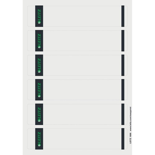 Rückenschilder zum Bedrucken 39x192mm kurz schmal grau selbstklebend Leitz 1686-20-85 (PACK=150 STÜCK) Produktbild Front View L