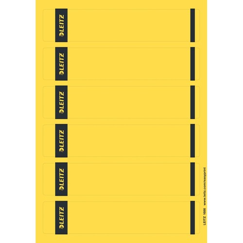 Rückenschilder zum Bedrucken 39x192mm kurz schmal gelb selbstklebend Leitz 1686-20-15 (PACK=150 STÜCK) Produktbild Front View L