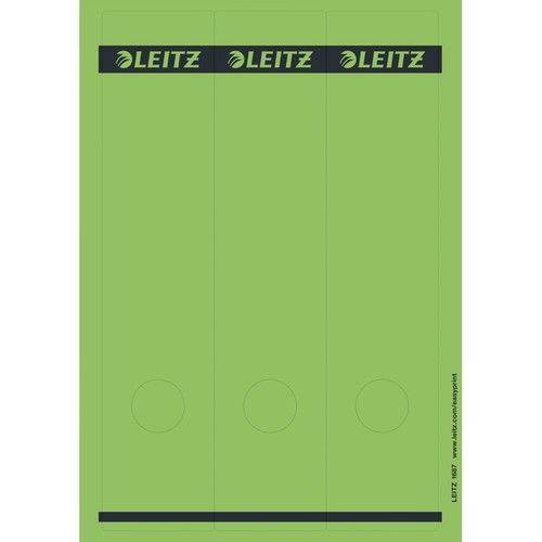 Rückenschilder zum Bedrucken 61x285mm lang breit grün selbstklebend Leitz 1687-00-55 (PACK=75 STÜCK) Produktbild Front View L