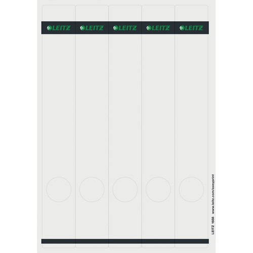 Rückenschilder zum Bedrucken 39x285mm lang schmal grau selbstklebend Leitz 1688-00-85 (PACK=125 STÜCK) Produktbild Front View L