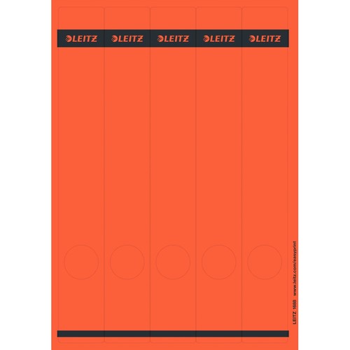 Rückenschilder zum Bedrucken 39x285mm lang schmal rot selbstklebend Leitz 1688-00-25 (PACK=125 STÜCK) Produktbild Front View L