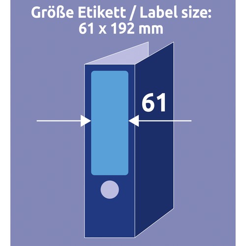 Rückenschilder zum Bedrucken 61x192mm kurz breit auf A4 Bögen blau selbstklebend Zweckform L4767-20 (PACK=80 STÜCK) Produktbild Additional View 5 L