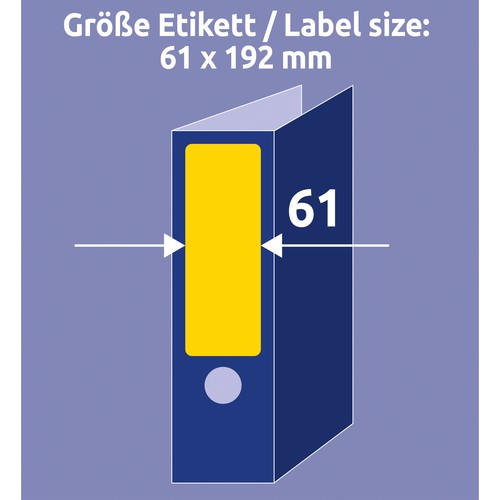 Rückenschilder zum Bedrucken 61x192mm kurz breit auf A4 Bögen gelb selbstklebend Zweckform L4769-20 (PACK=80 STÜCK) Produktbild Additional View 5 L