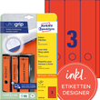 Rückenschilder zum Bedrucken 61x297mm lang breit auf A4 Bögen rot selbstklebend Zweckform L4752-20 (PACK=60 STÜCK) Produktbild