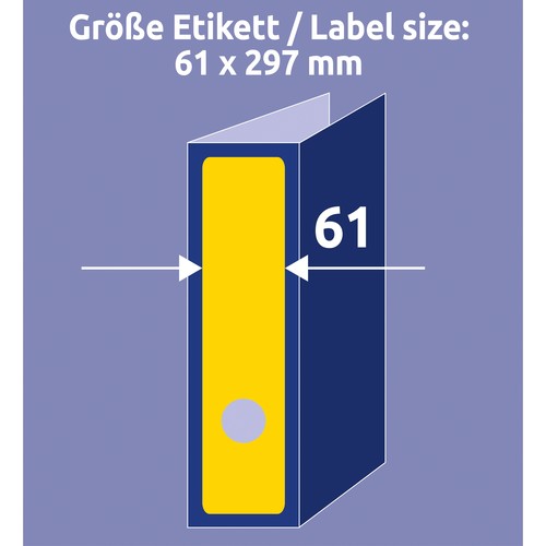 Rückenschilder zum Bedrucken 61x297mm lang breit auf A4 Bögen gelb selbstklebend Zweckform L4755-20 (PACK=60 STÜCK) Produktbild Additional View 5 L