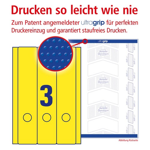 Rückenschilder zum Bedrucken 61x297mm lang breit auf A4 Bögen gelb selbstklebend Zweckform L4755-20 (PACK=60 STÜCK) Produktbild Additional View 3 L