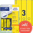 Rückenschilder zum Bedrucken 61x297mm lang breit auf A4 Bögen gelb selbstklebend Zweckform L4755-20 (PACK=60 STÜCK) Produktbild