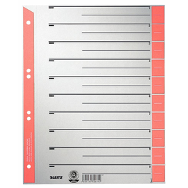 Trennblätter mit abschneidbaren Taben A4 238x300mm rot teilfarbig Karton Leitz 1652-30-25 (PACK=25 STÜCK) Produktbild