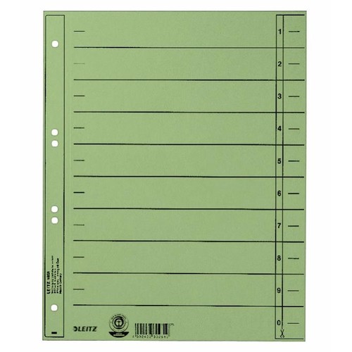 Trennblätter mit abschneidbaren Taben A4 240x300mm grün vollfarbig Karton Leitz 1658-00-55 Produktbild Front View L