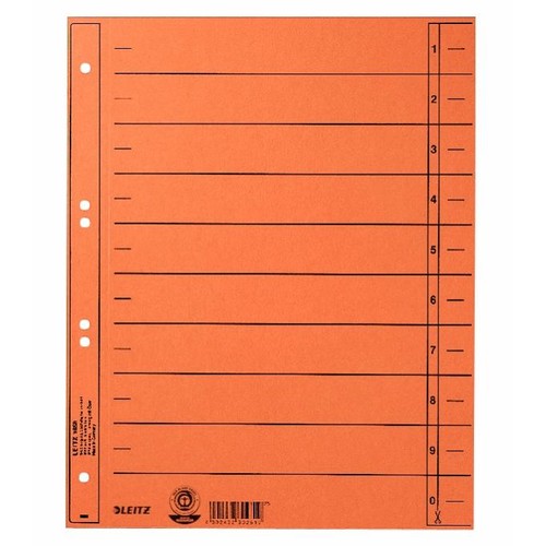 Trennblätter mit abschneidbaren Taben A4 240x300mm orange vollfarbig Karton Leitz 1658-00-45 Produktbild Front View L