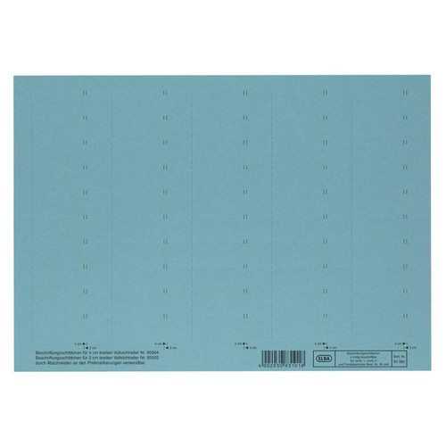 Blanko-Schildchen für Hängemappen 58x18mm blau Elba 100552045 (BG=50 STÜCK) Produktbild Front View L