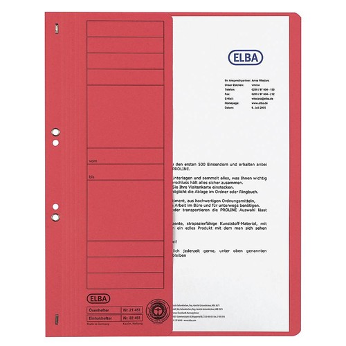 Ösenhefter 1/2 Vorderdeckel kaufmännische Heftung 240x305mm für 200Blatt gelb Karton Elba 100551878 Produktbild Additional View 2 L