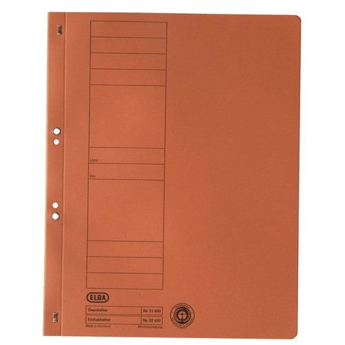 Ösenhefter 1/1 Vorderdeckel 240x305mm für 200Blatt orange Karton Elba 100551874 Produktbild Additional View 1 L