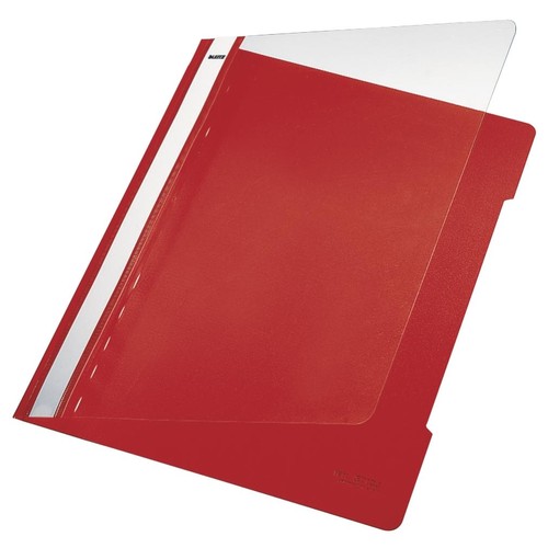 Schnellhefter Vorderdeckel transparent A4 rot PVC Leitz 4191-00-25 Produktbild Front View L