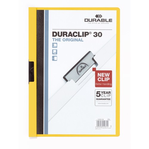 Klemmmappe Duraclip30 A4 bis 30Blatt gelb Hartfolie Durable 2200-04 Produktbild