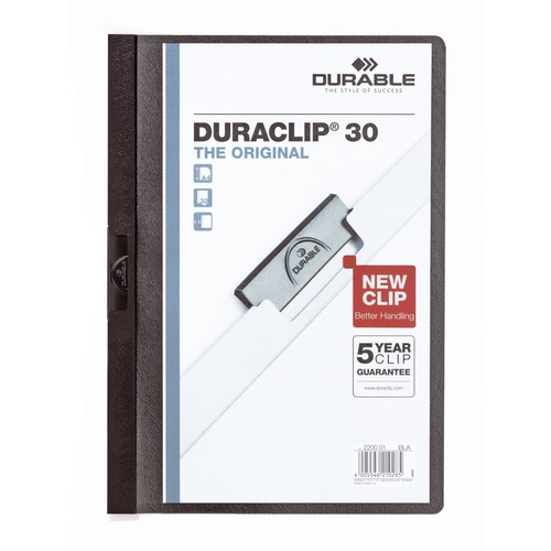 Klemmmappe Duraclip30 A4 bis 30Blatt schwarz Hartfolie Durable 2200-01 Produktbild