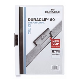 Klemmmappe Duraclip60 A4 bis 60Blatt weiß Hartfolie Durable 2209-02 Produktbild