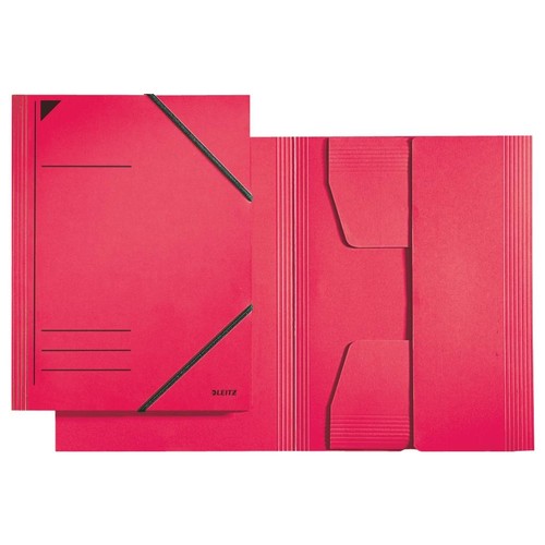 Eckspanner mit 3 Klappen A4 für 250Blatt rot Karton Leitz 3981-00-25 Produktbild Front View L