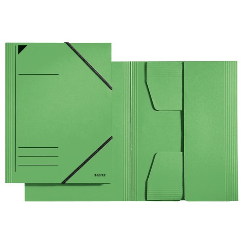 Eckspanner mit 3 Klappen A4 für 250Blatt grün Karton Leitz 3981-00-55 Produktbild Front View L