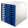 Schubladenbox 10 Schübe 285x290x355mm Gehäuse grau Schübe blau Kunststoff Leitz 5281-00-35 Produktbild