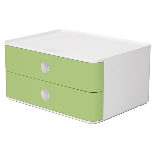 Schubladenbox Allison mit 2 Schüben 260x125x195mm lime green Kunststoff stapelbar HAN 1120-80 Produktbild Front View L