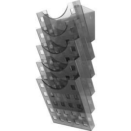 Prospektfach-Wandhalterset 241x150x578mm 5 Fächer + 1 Wandhalter grau transparent Helit H6103108 Produktbild