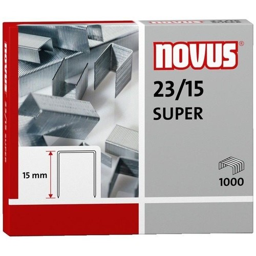 Heftklammern 23/15 SUPER Novus 042-0044 für ca. 120 Blatt (PACK=1000 STÜCK) Produktbild Front View L