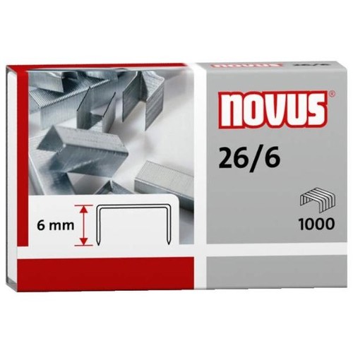 Heftklammern 26/6 Novus 040-0056 für ca. 25 Blatt (PACK=1000 STÜCK) Produktbild Front View L