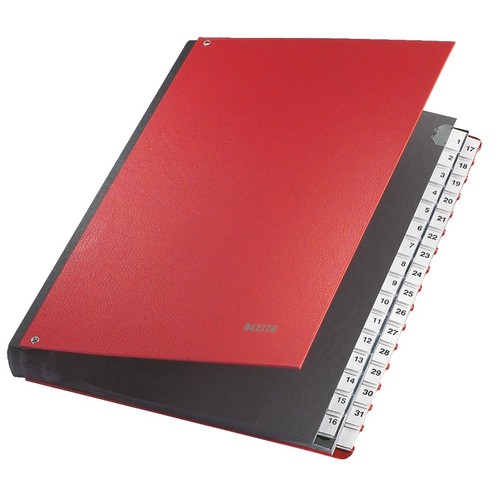 Pultordner 32 Fächer 1-31 A4 rot PP Leitz 5931-00-25 Produktbild Front View L