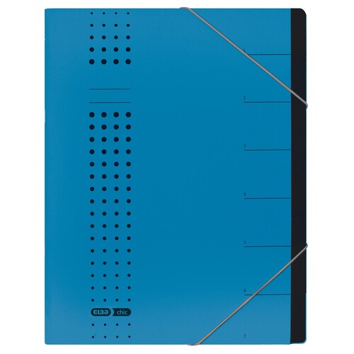 Ordnungsmappe chic mit Gummizug A4 mit 7 Fächern blau Karton Elba 400002020 Produktbild Front View L