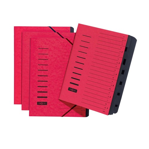 Ordnungsmappe mit 7 Fächern und Gummizug rot Karton Pagna 24081-01 Produktbild Additional View 1 L