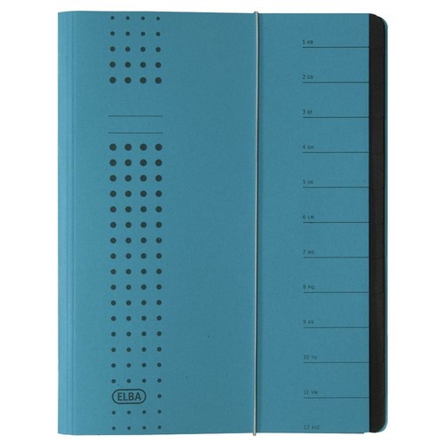 Ordnungsmappe chic mit Gummizug A4 mit 12 Fächern blau Karton Elba 400001035 Produktbild