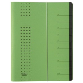 Ordnungsmappe chic mit Gummizug A4 mit 12 Fächern grün Karton Elba 400001994 Produktbild